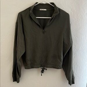 Marine Layer Olive Rory Quarter Zip Sweatshirt Small